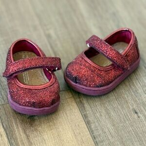 TOMS Glittery Red Baby Shoes